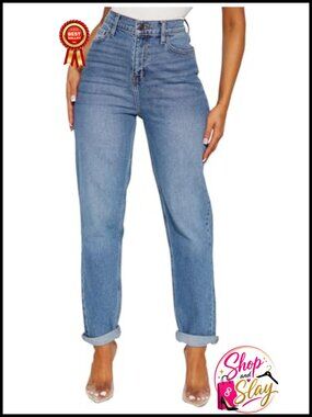 Women's Boyfriend Jeans Stretchy Ripped Distressed High Rise Mom Denim Pants
